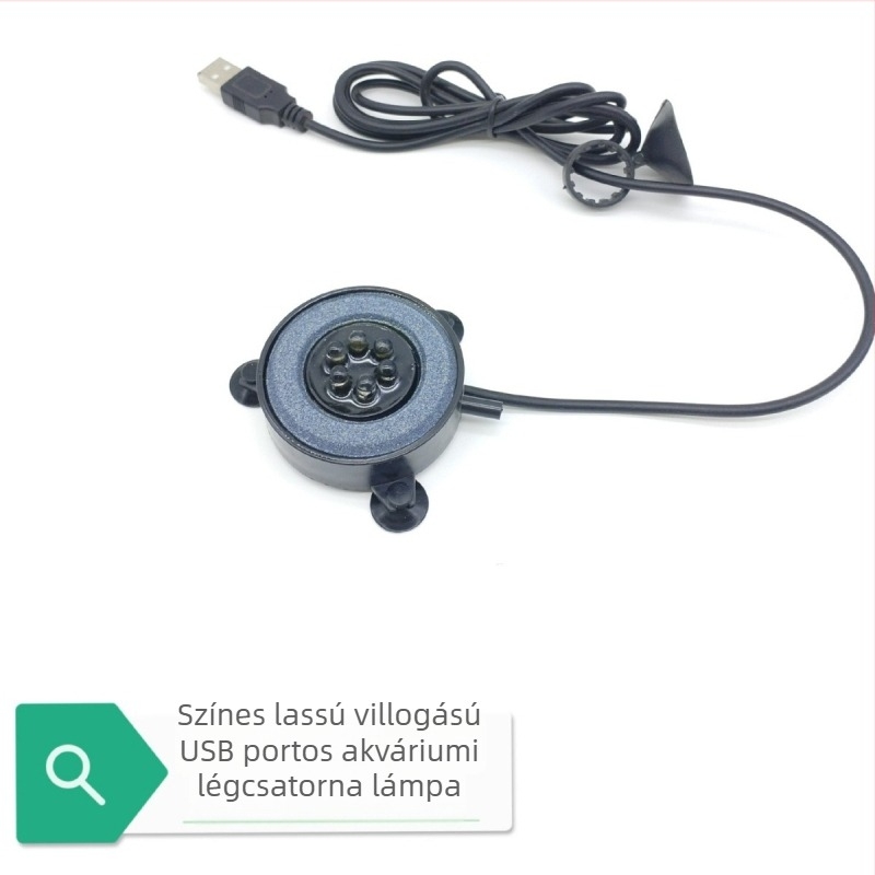 USB-s akváriumi fény dekoratív légkövekhez színes LED-ekkel (Anyag: Emery + ABS + PVC; Teljesítmény: 2W; Tömeg: 0.18 kg)