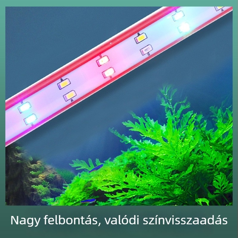 LED-akvárium világítás vízálló spektrummal, színváltó, fényerő növelése, 3–40W, 200g, üveg/PC