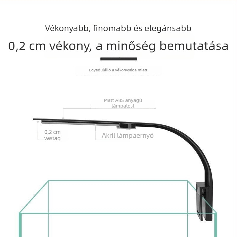 Akvárium LED klipszlámpa – 6W, színváltó, fényerő-szabályozás, jelenetvilágítás
