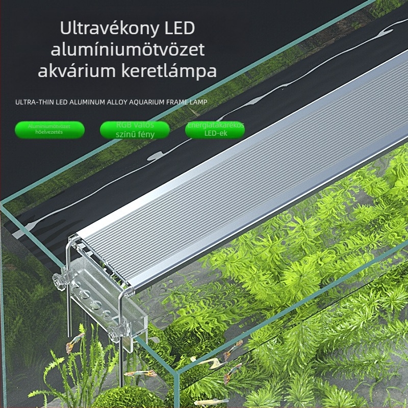 Teljes spektrumú alumíniumötvözetes keretes lámpa akváriumhoz és vízi növényekhez – ultra vékony LED világítás algák növekedéséhez