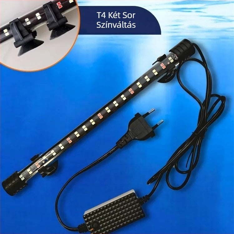 LED akváriumi alámerítő fény – vízálló, háromszínű magas fényerő, 4W, PVC ház, Modell T4-20LED