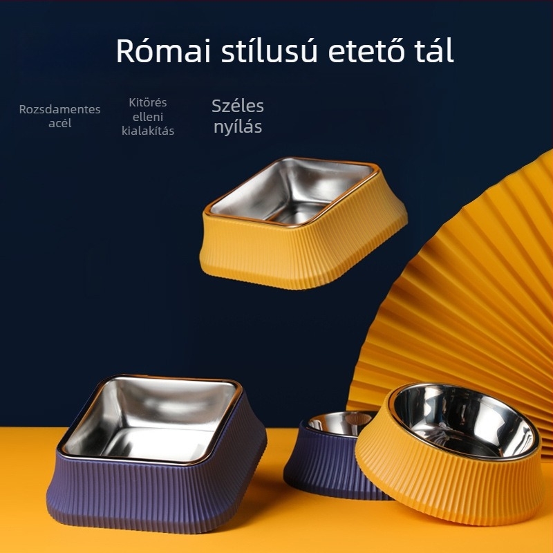 Kutyáknak és macskáknak szánt rozsdamentes acélból készült etetőtál, csúszásmentes