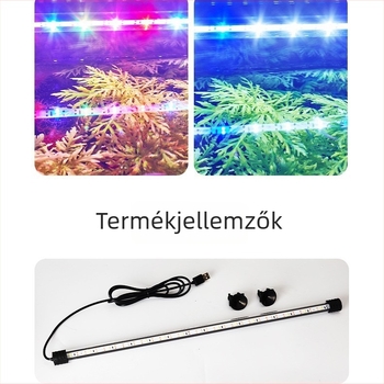 USB akváriumi világítás – vízálló LED, 1.5W, modell T4-20LED, PVC és üveg