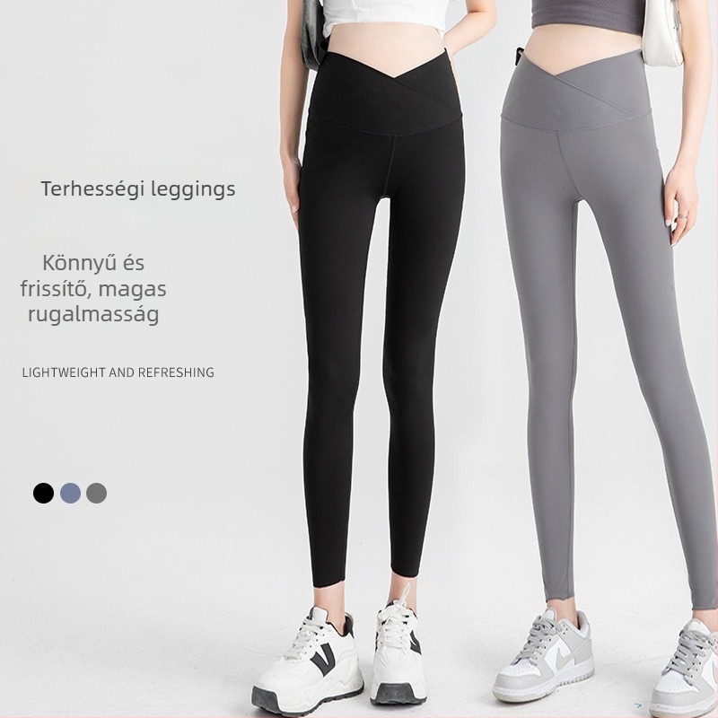 Kismama jóga leggings – vékony anyag, szoros fazon, Nylon 80–90% + Spandex <30%, nadrág hossz
