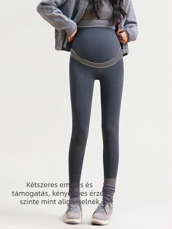Kismama nadrág - magas derekú, hastámogatás, szűk szabás, viszkóz 90–95%, 9/10 hossz