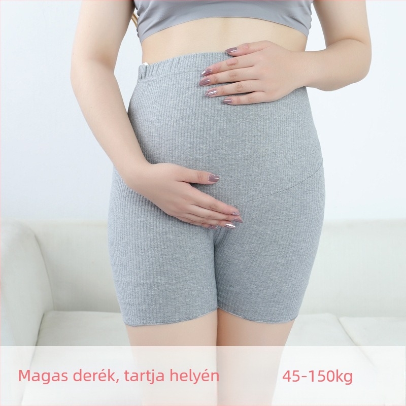 Várandós nők nyári rövidnadrág, magas derekú has-támasz, vékony pamut-elasztán keverék