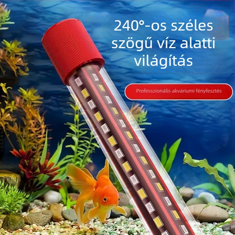 Víz alatti akváriumi világítás, vízálló, energiatakarékos, RGB háromszínű, 8 LED-es