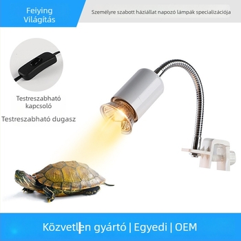 Teknős basking fűtő lámpa klipszes állvánnyal, dimmerrel és időzítővel, 25-50W, műanyag kivitel
