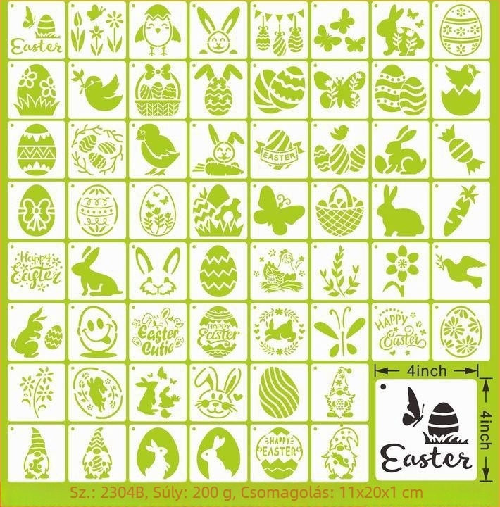 PET Húsvéti Kivágott Festő Sablon Medálhoz (Anyag: PET; Importálás: Nem; IP Engedély: Nem; Licencelhető Magáncímke: Nem)