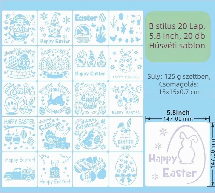 PET Húsvéti Kivágott Festő Sablon Medálhoz (Anyag: PET; Importálás: Nem; IP Engedély: Nem; Licencelhető Magáncímke: Nem)