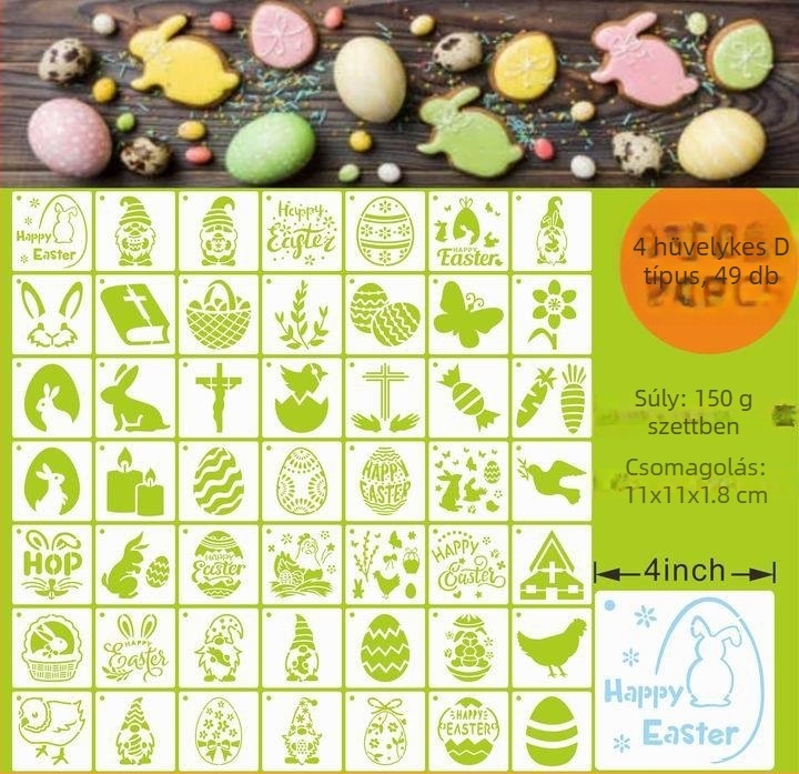 PET Húsvéti Kivágott Festő Sablon Medálhoz (Anyag: PET; Importálás: Nem; IP Engedély: Nem; Licencelhető Magáncímke: Nem)