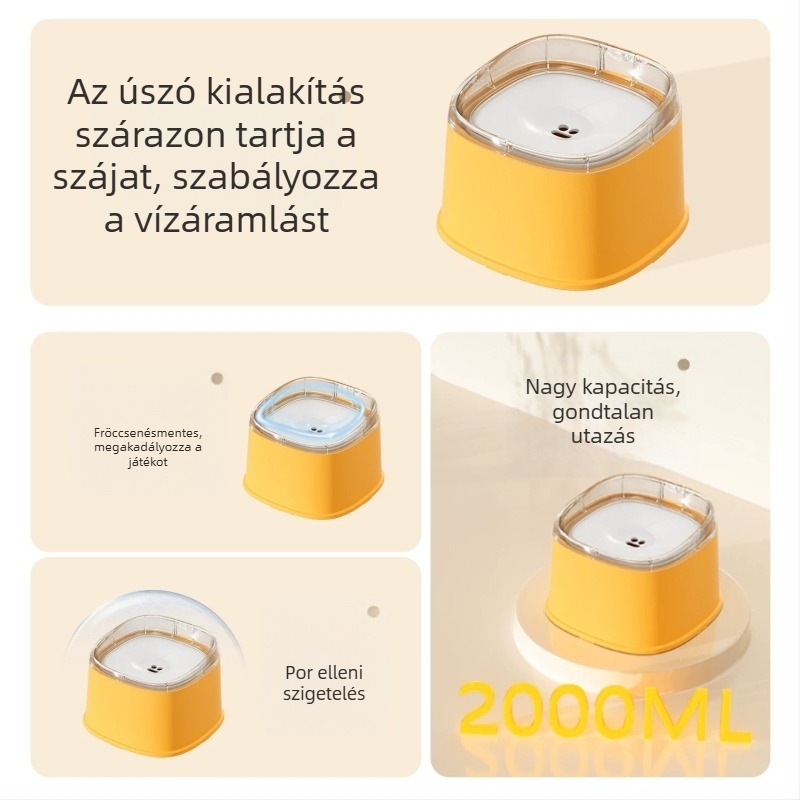 Úszó kutya itatótál – Bichon Frisé, cseppmentes itatás, úszó vízadagoló