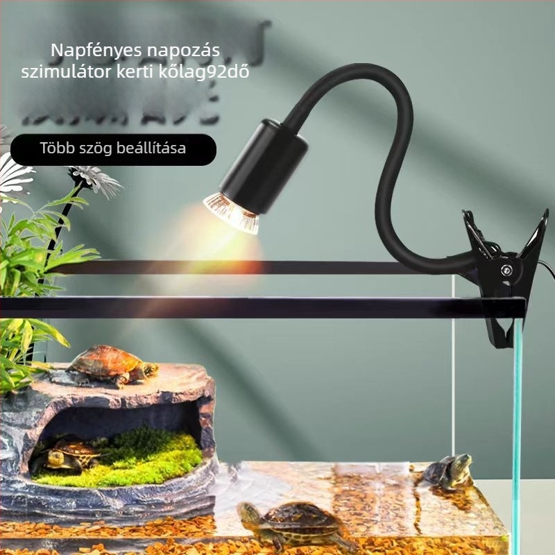 Teknős basking lámpa állvány UVB teljes spektrum, kalcium-kiegészítés és fűtő lámpa, 25W/50W