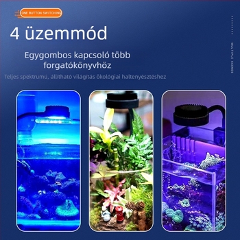 Jiguang M1 algás akváriumi LED-fény — sós vízhez, teljes spektrumú fény korallok és vízi növények számára, klip-es lámpa