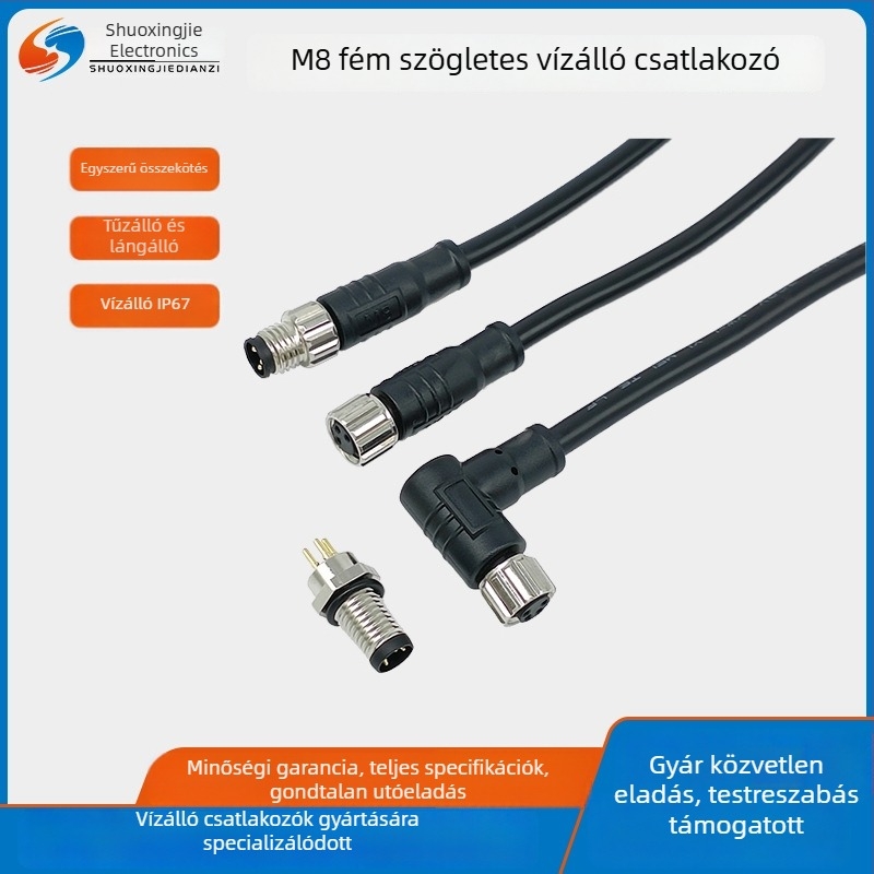 M8 90 fokos vízálló csatlakozó inkubációs berendezésekhez és növénytermesztési világításhoz | 2-3 vezető | szigetelés: nylon/PVC | Márka Sxj