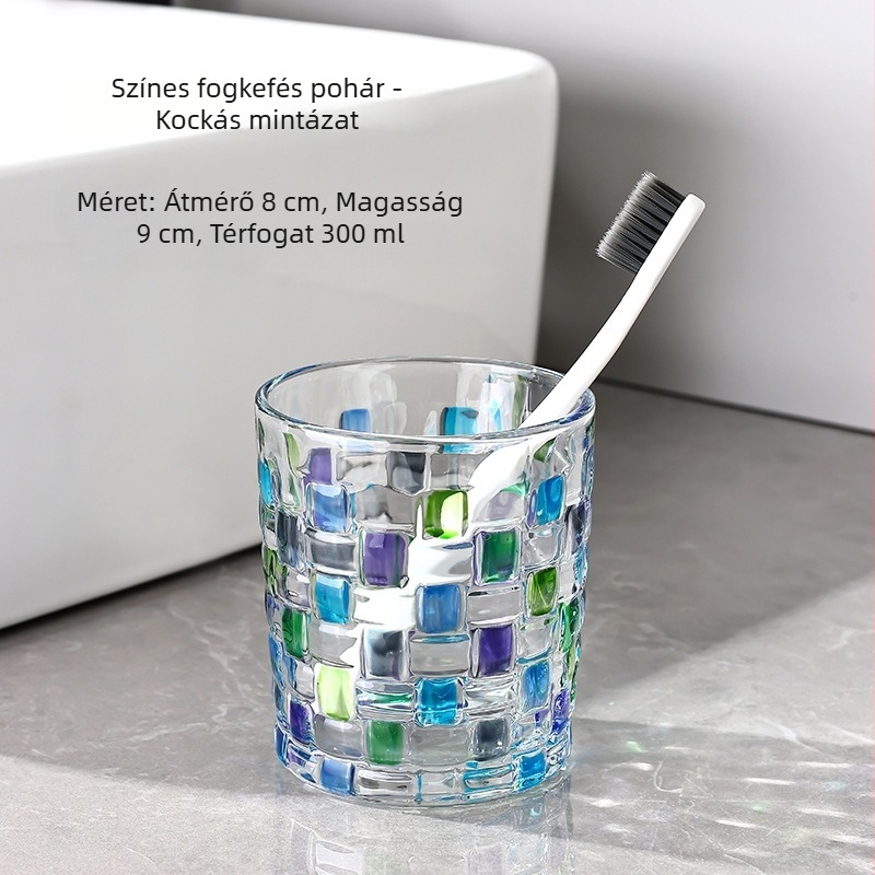 Üveg kör alakú fogkefés pohár felnőtteknek, CHB modell, Painted sorozat
