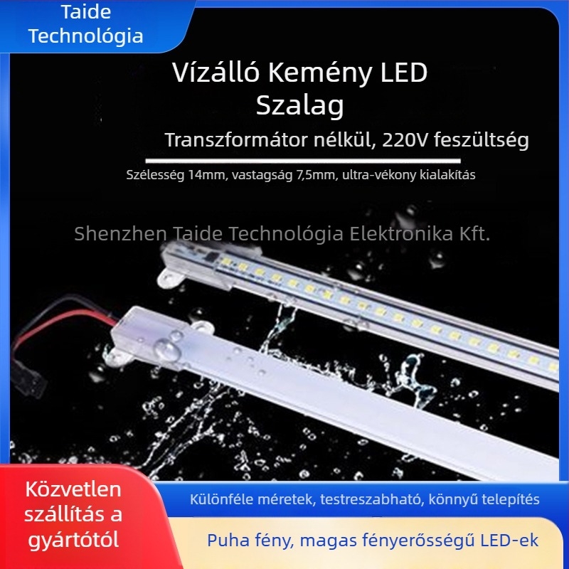 LED merev fénycsík 220V (beviteli feszültség: 220V; 72–144 LED; 2835 magasfeszültségű LED-sáv; 120° fényszög; alumínium hordozó)