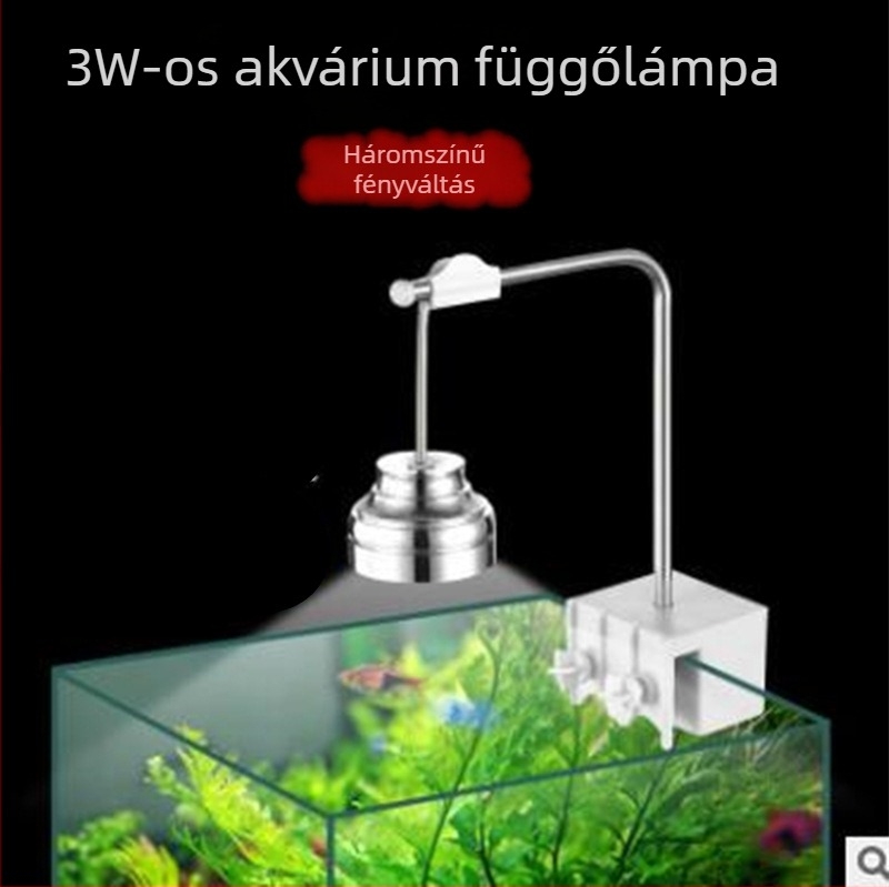 LED akváriumi lámpa három színváltó móddal, csiptetős kivitel, vízi növények, korallok, trópusi halak és teknősök számára