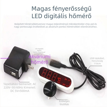 Akvarisztikai hőmérő LCD kijelzővel, belső használatra teknős akváriumban