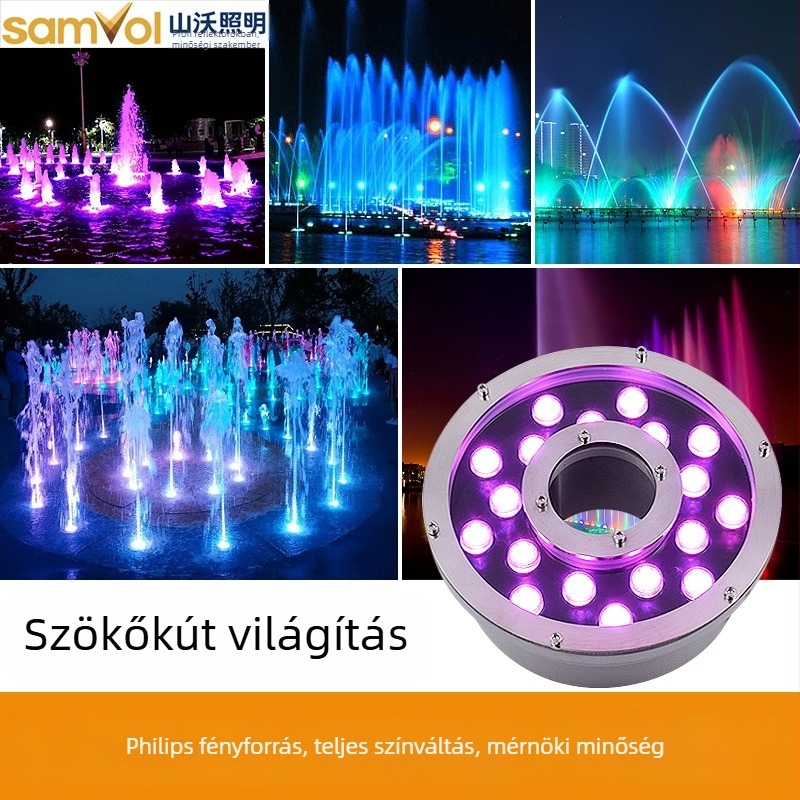 SV-PQ víz alatti LED medencevilágítás, 24V, IP68, öntött alumínium ház, 6 LED-dióda