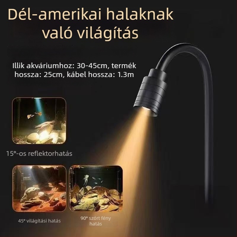 Akváriumi clip-on LED spotlámpa, kis akváriumokhoz, vízálló, ideális dél-amerikai akváriumi dekorációhoz