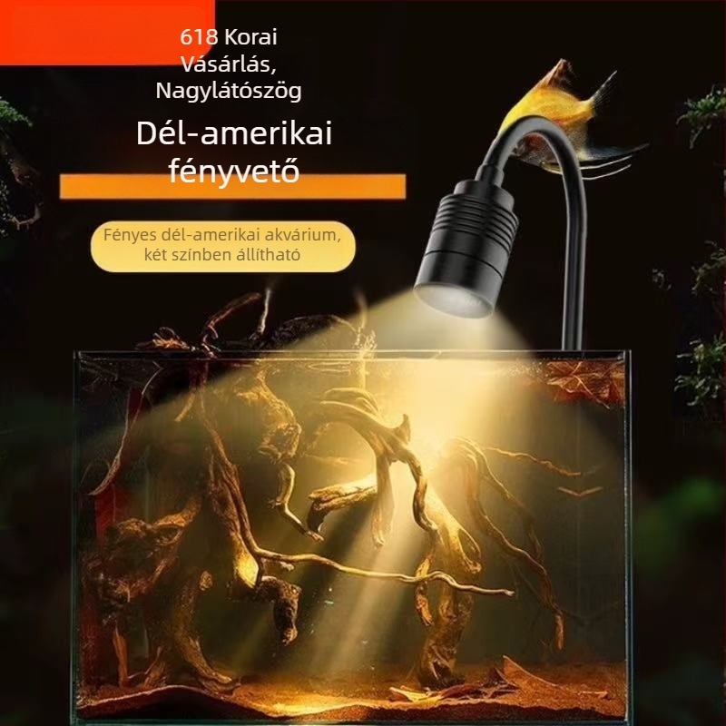 Akváriumi clip-on LED spotlámpa, kis akváriumokhoz, vízálló, ideális dél-amerikai akváriumi dekorációhoz