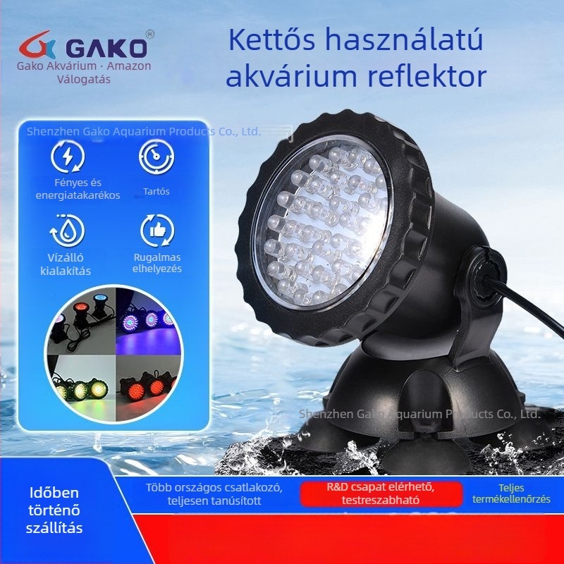 Többszínű gradient LED akvárium világítás kerti tavakhoz és tartályokhoz – vízálló, távirányítós