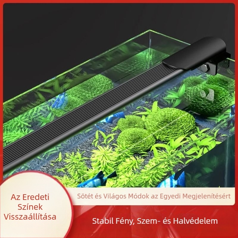Állítható akváriumi világítás időzítővel, vízálló, teljes spektrummal a vízi növények és ciklidák számára, szerelhető tartó