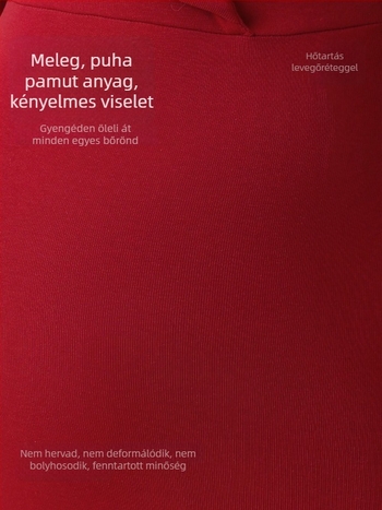 Vörös kismama melegítő leggings őszi–téli szezonra, pamutból készült belső béléssel, magas derekú