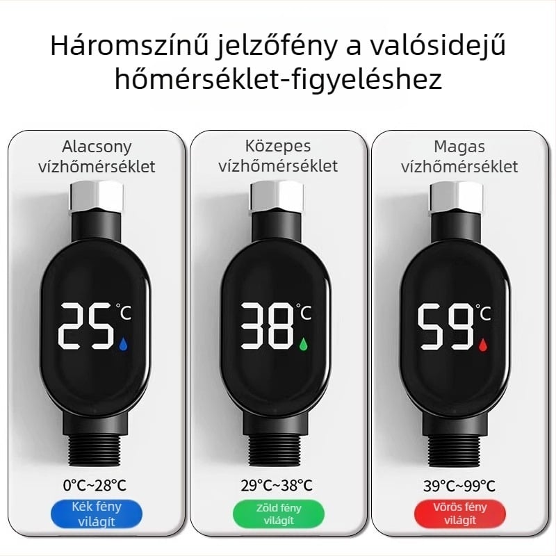 Zuhanyzós vízhőmérő LED kijelzővel, intelligens érintőképernyő, digitális kijelző — Mingtai, modell Temperature Display