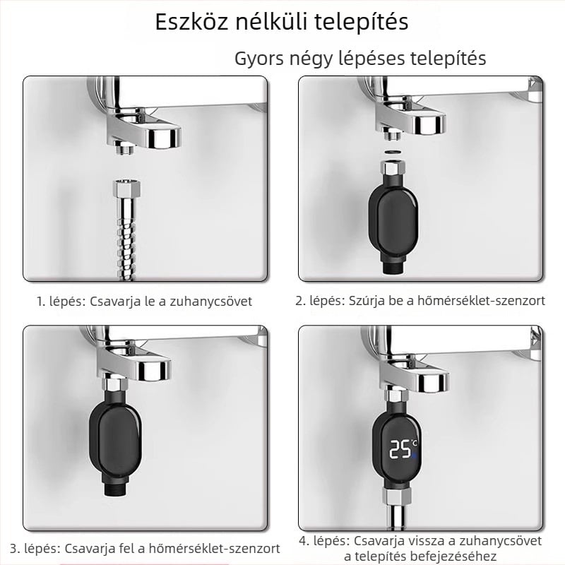 Zuhanyzós vízhőmérő LED kijelzővel, intelligens érintőképernyő, digitális kijelző — Mingtai, modell Temperature Display