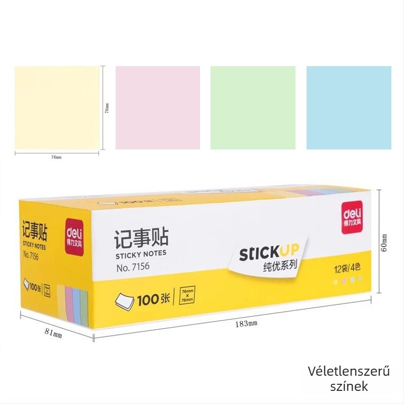 Deli ragasztós jegyzetek, ragasztásra kész, 45 g, papír borítás, minimális rendelés 1