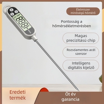 Digitális otthoni hőmérő konyhai szondával, modell TP300, 1° felbontás, hőmérséklet-riasztás, alkalmas babatejre, vízre, élelmiszerekre és olajra