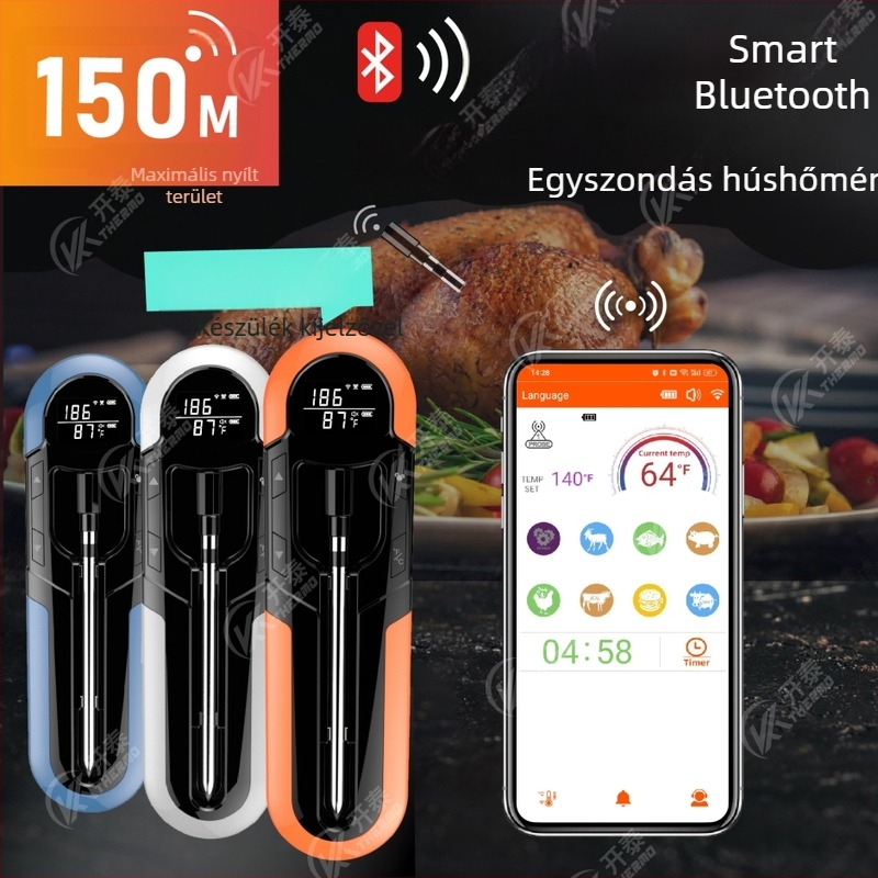 Kaitai Okos Bluetooth grill hőmérő okostelefonos alkalmazással, amerikai stílusú steakhez