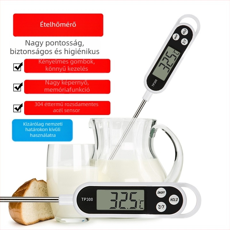 TP300 Élelmiszerhőmérő – Konyhai szondás hőmérő, nagyon pontos, 0,1°C felbontás, testreszabható, Hebei eredetű, 200 darabos csomag