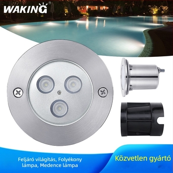 RGB DMX512 Úszómedence alámerülő LED világítás, ház rozsdamentes acél, IP68, bemenet 12/24V, 3 LED, 675 lm, 2200–6500K