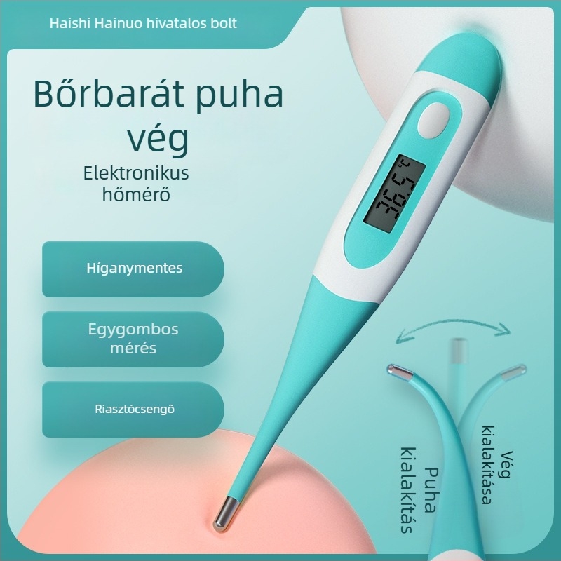 Haishi Hainuo elektronikus lázmérő – háztartási használatra, pontos mérés hónaljban и és szájban, gyors leolvasás.