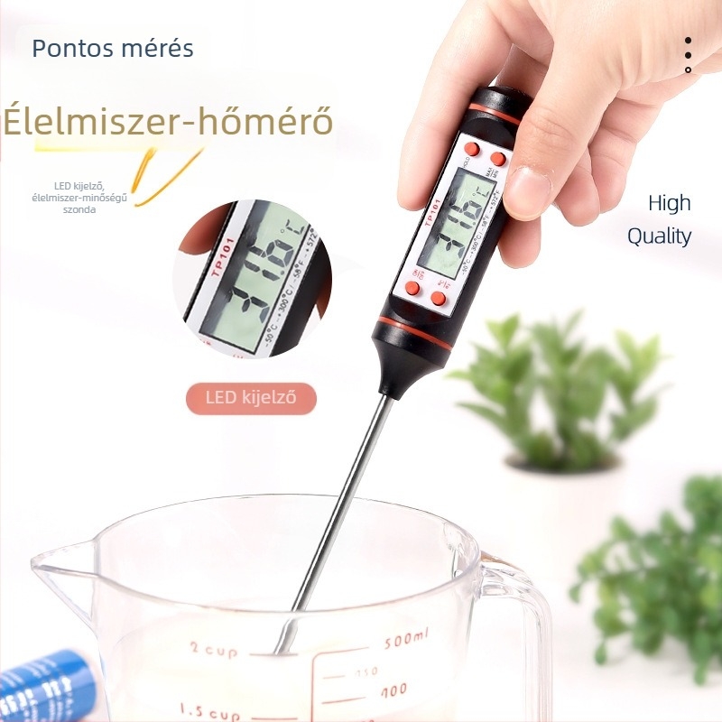 Elektronikus élelmiszerhőmérő, toll alakú olajhőmérő, hordozható tüskés hőmérő sütéshez