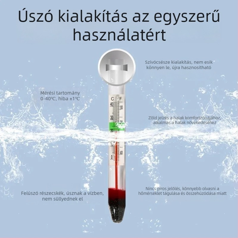 Long He víztermometer szívókapoccsal – vízálló beépített kialakítás, 1 fokos felbontás