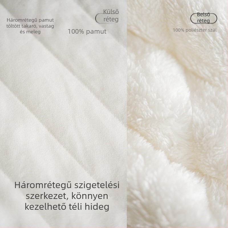 Női őszi-téli tömött pizsama szett hímzett, kockás nadrággal