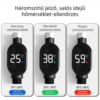 Zuhanyzó higrométer LED kijelzővel, 1°C felbontás, vízbeömlőcső, testreszabható opciók