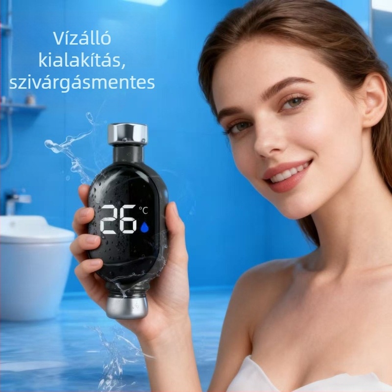 Zuhanyzó higrométer LED kijelzővel, 1°C felbontás, vízbeömlőcső, testreszabható opciók