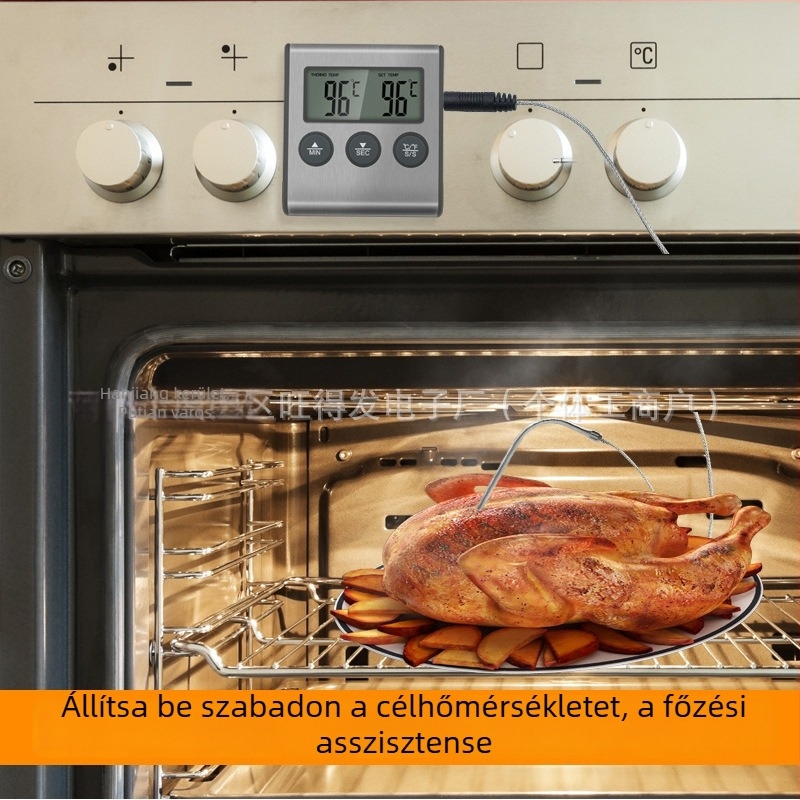 TP700 Sütő magas hőmérsékletű sütési hőmérő elektronikus szondával – konyha, étel és grill használatra – digitális kijelző