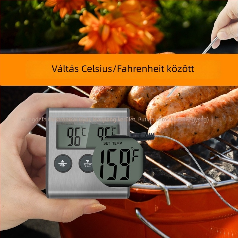 TP700 Sütő magas hőmérsékletű sütési hőmérő elektronikus szondával – konyha, étel és grill használatra – digitális kijelző
