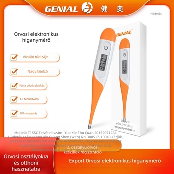 Genial T15SC Digitális orvosi hőmérő, mérés hónaljban/szájon/rektálisan, pontosság ±0.1°C, kettős egységváltás (°C/°F), higanymentes