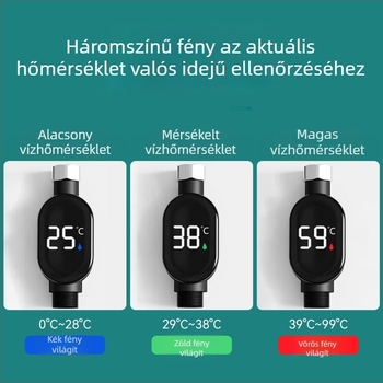 Yuhan márkájú zuhanyvíztermometer LED kijelzővel és termosztáttal, hőmérséklet felbontás 99