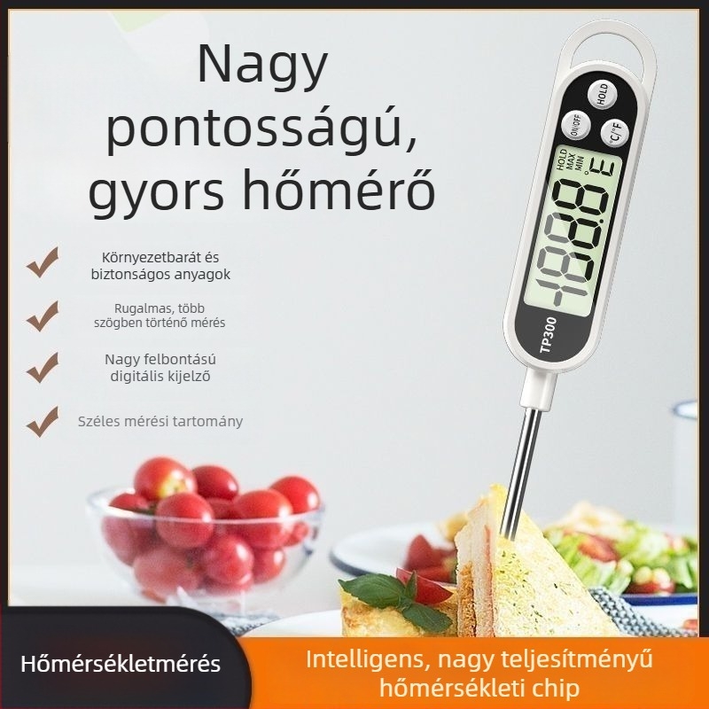 Élelmiszer-hőmérő, nagy pontosságú érzékelővel, bébi tejéhez és konyhai használatra – sütéshez és fritéshez, víz- és olajhőmérséklet mérésére
