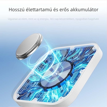 Belső mini hőmérséklet- és páratartalom-mérő, 1-es felbontással, hőmérséklet ±0,5°C, páratartalom ±3%, 1,5V gombakkuval működtetve