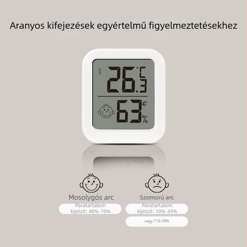 FaSoLa belső hygrométer mosolygó kijelzővel, elektronikus hőmérséklet- és páratartalom-mérő, nagy pontossággal (-15°C–70°C)