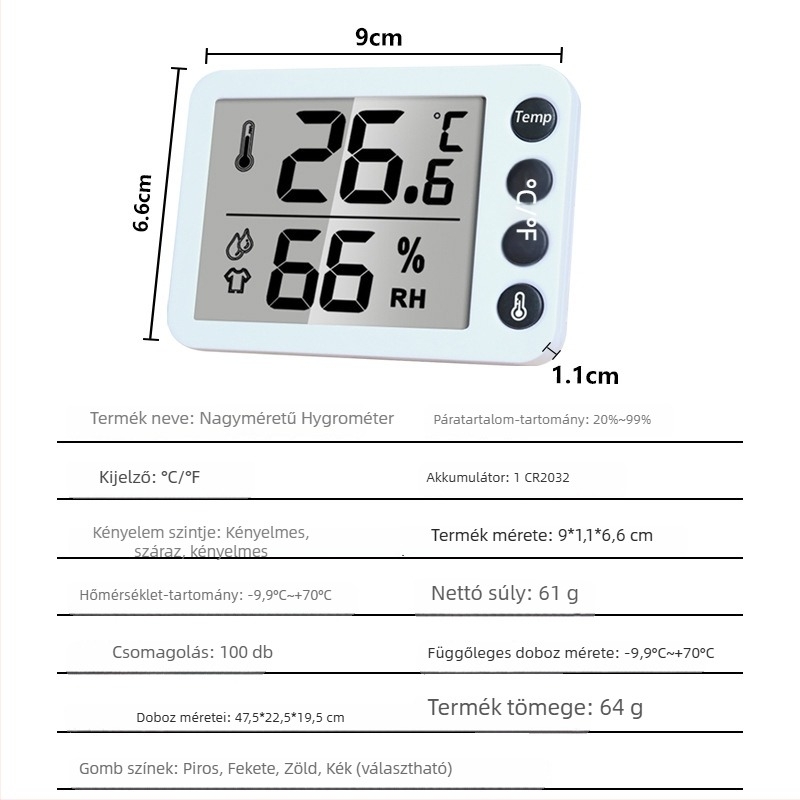 Qince szobatermometer testreszabható beállításokkal